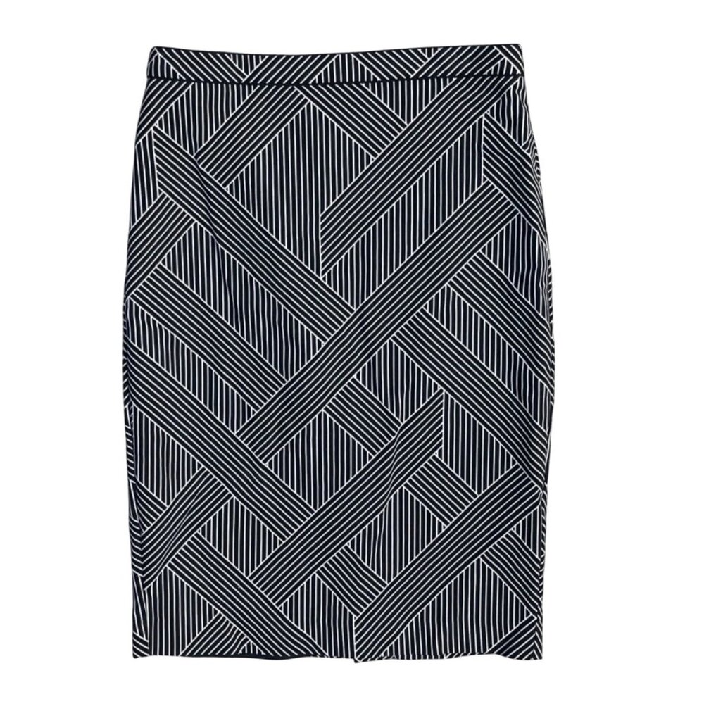 Ann Taylor Stretch Pencil Skirt Black White Size 00 Workwear Office